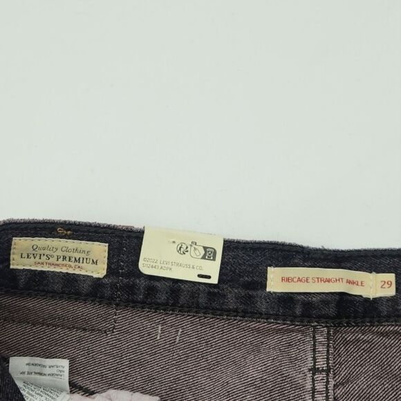 Levis Ribcage Straight Ankle Jeans Size 29x27 Purple Black Acid High Waist Chic - Picture 5 of 11